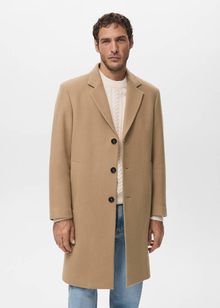 Manteco wool coat with lapels — Medium Brown