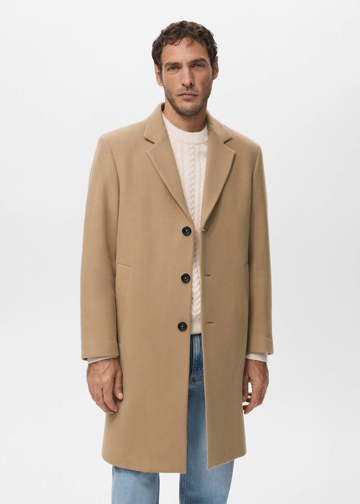 Manteco wool coat with lapels — Medium Brown