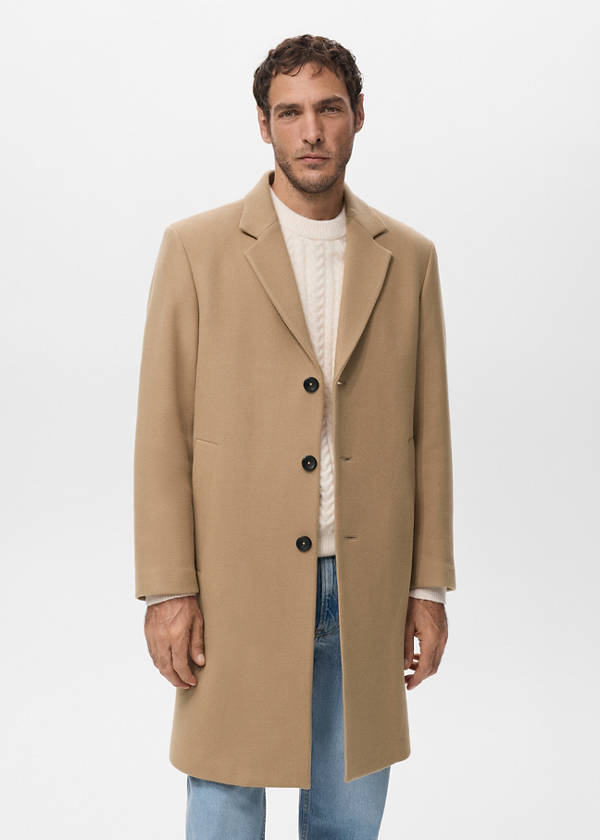 Manteco wool coat with lapels — Medium Brown