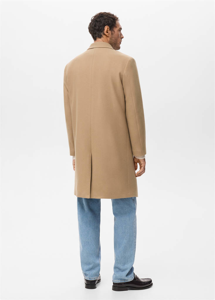 Manteco wool coat with lapels — Medium Brown