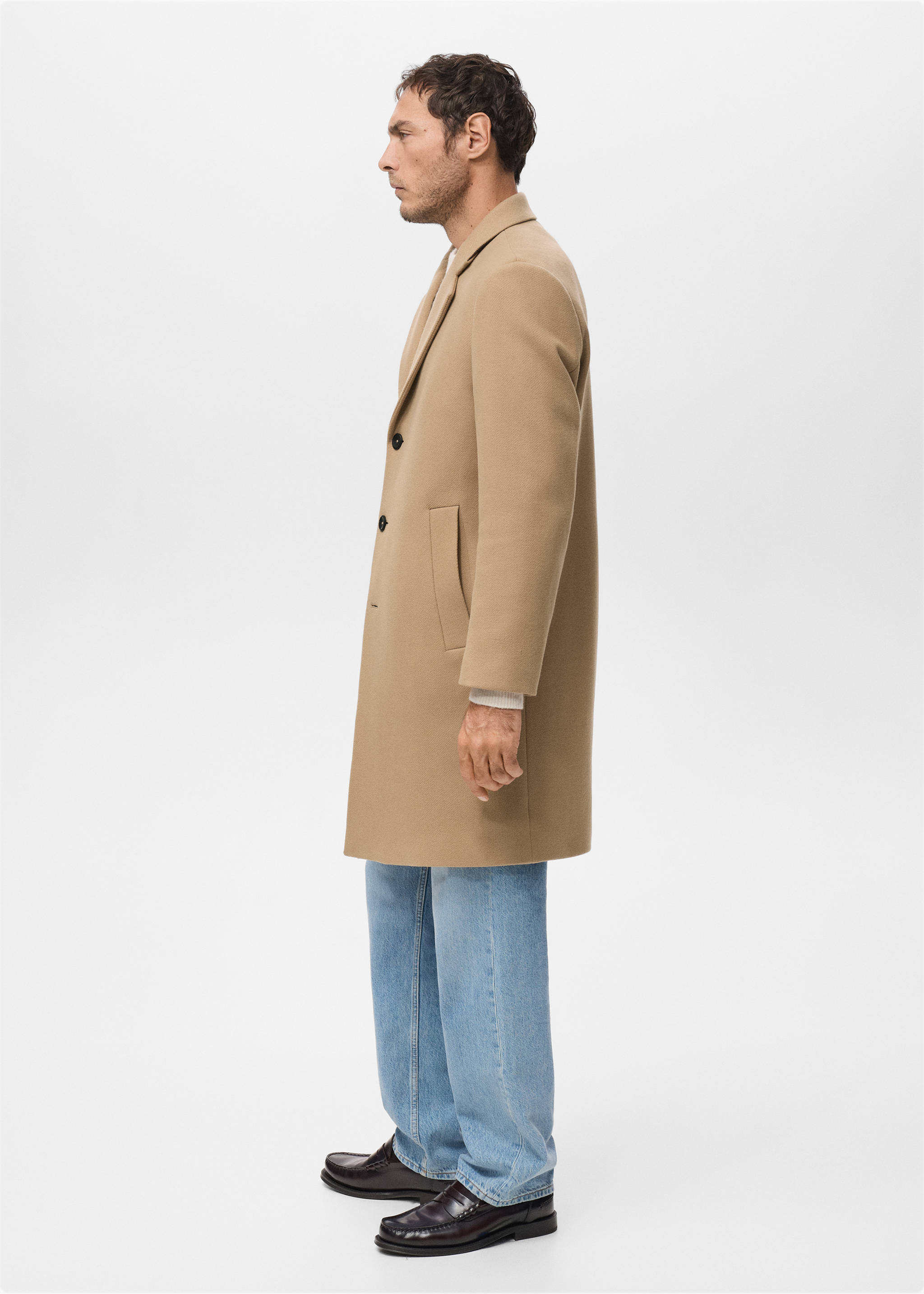 Manteco wool coat with lapels - Details of the article 6, Medium Brown. Ref: 27061172-00.