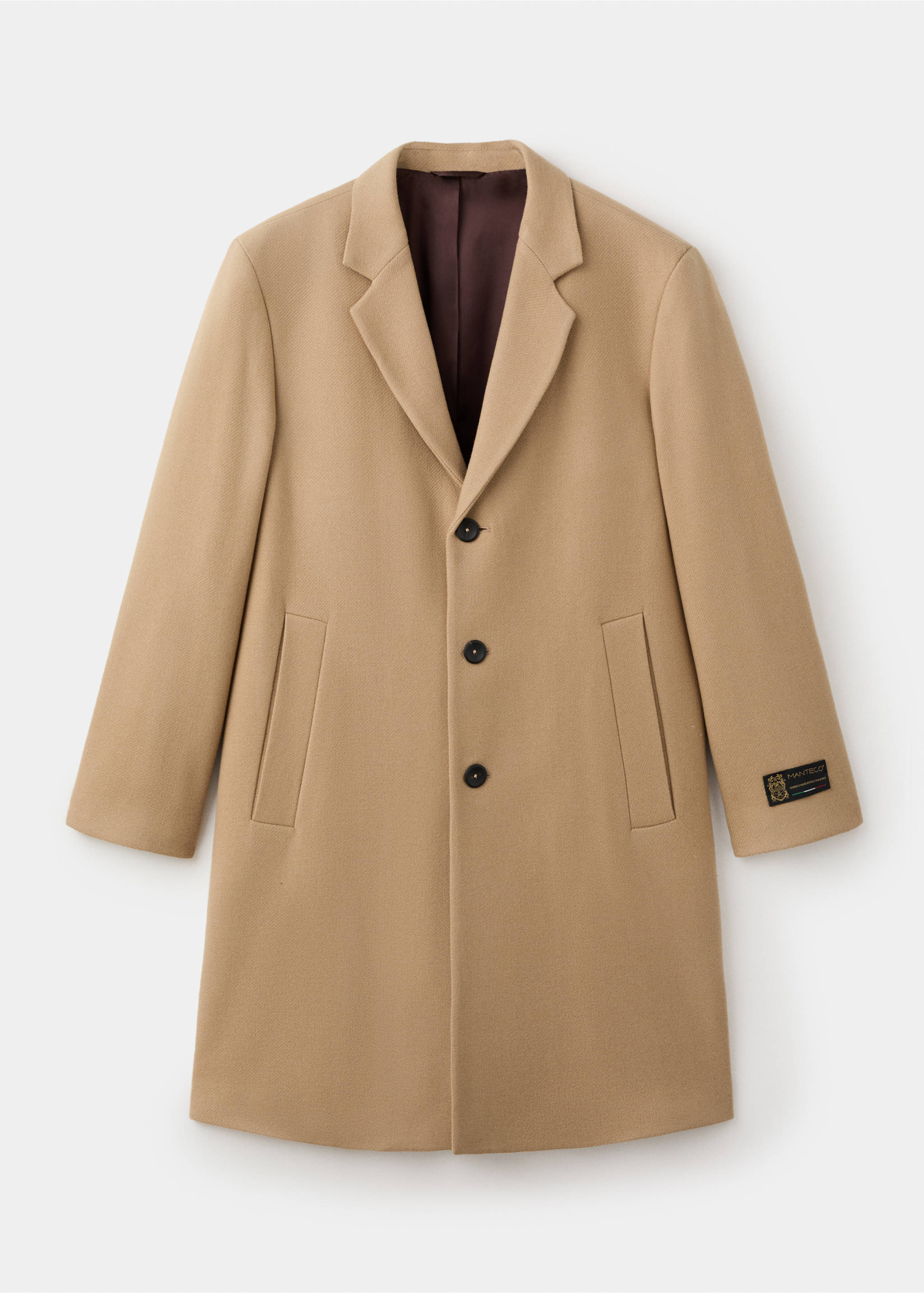 Manteco wool coat with lapels - Article without model, Medium Brown. Ref: 27061172-00.
