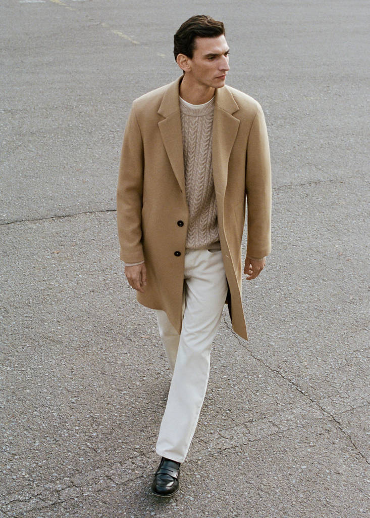 Manteco wool coat with lapels — Medium Brown