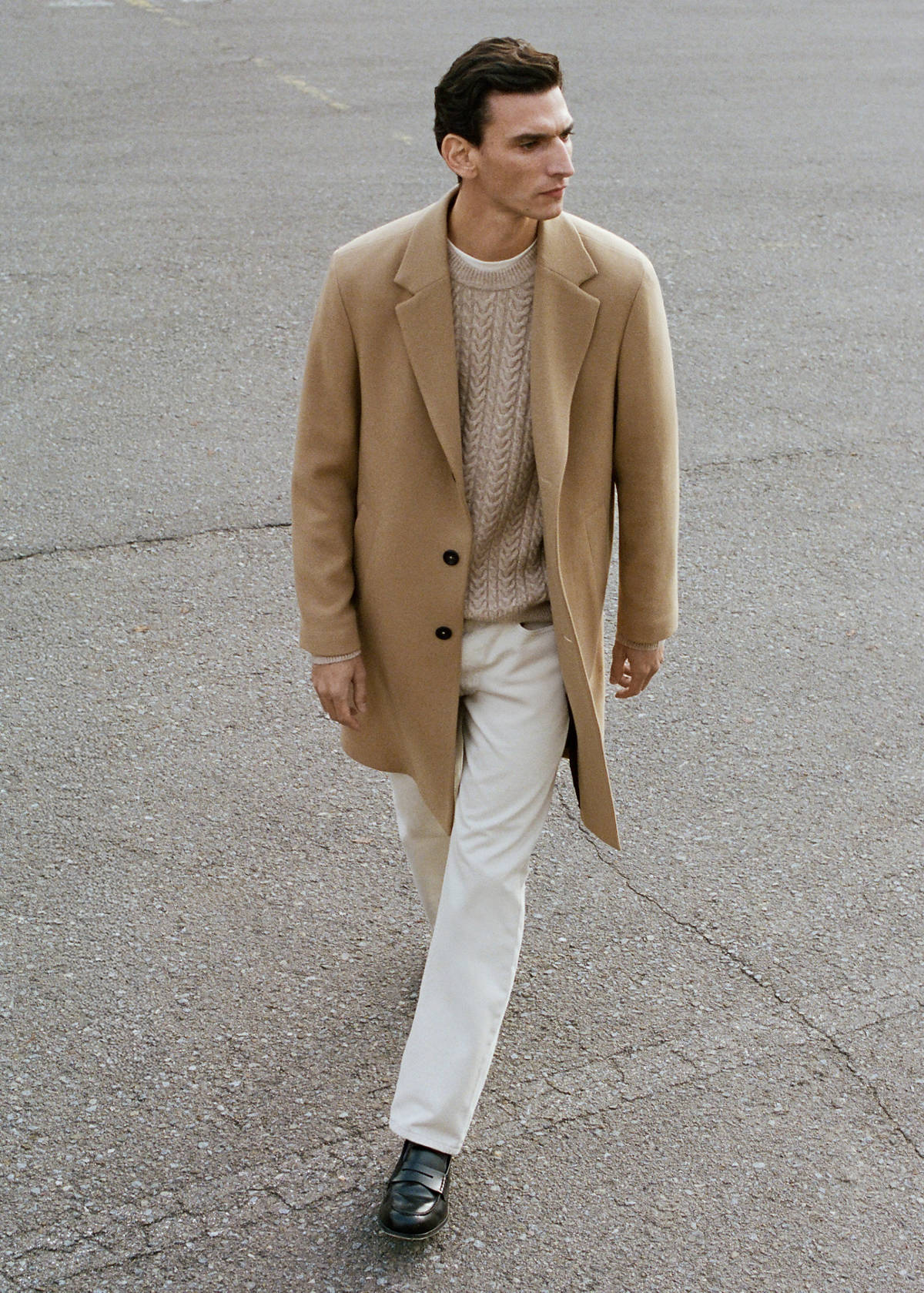 Manteco wool coat with lapels — Medium Brown
