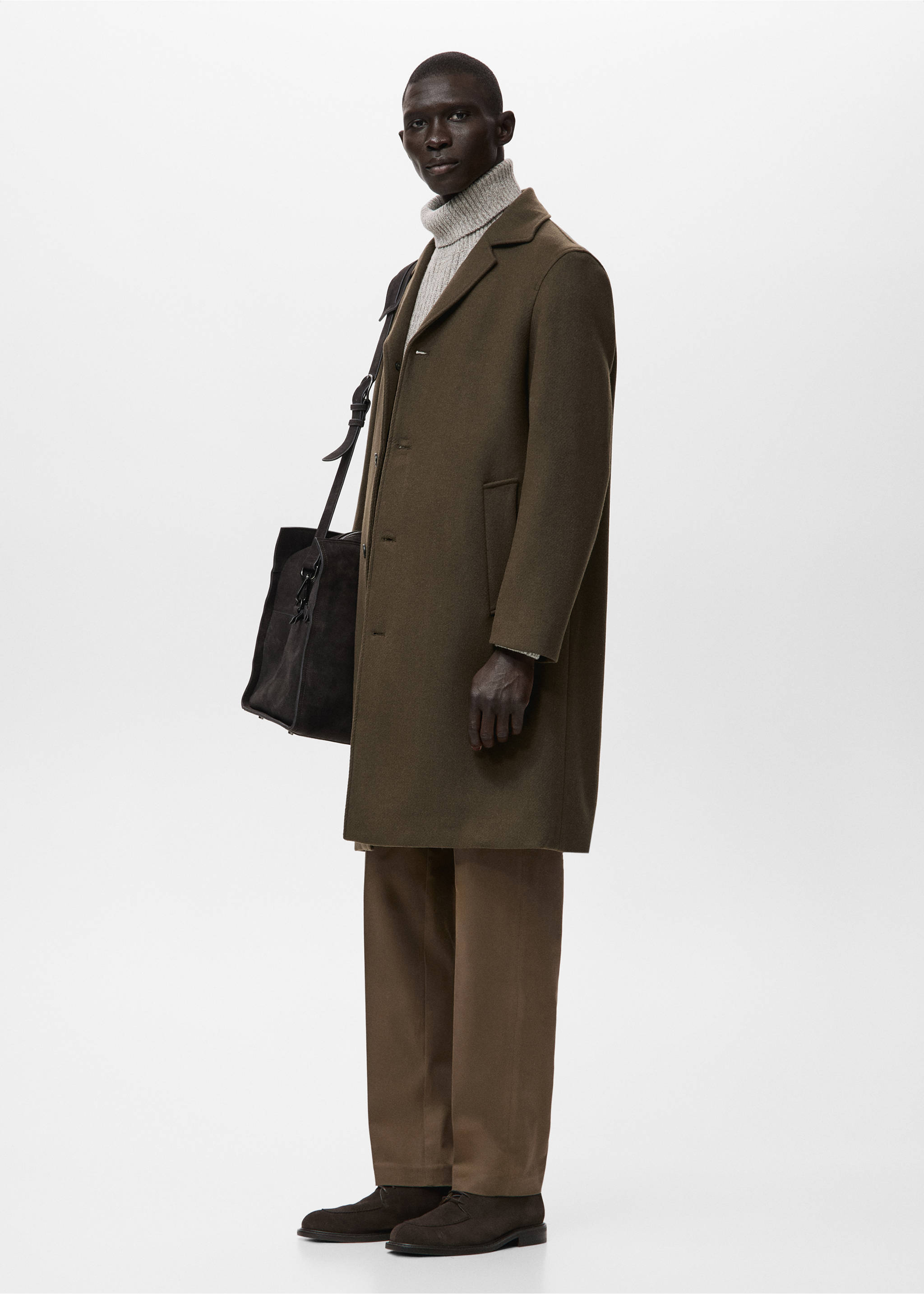 Classic wool blend coat - Details of the article 2, Brown. Ref: 27061173-00.