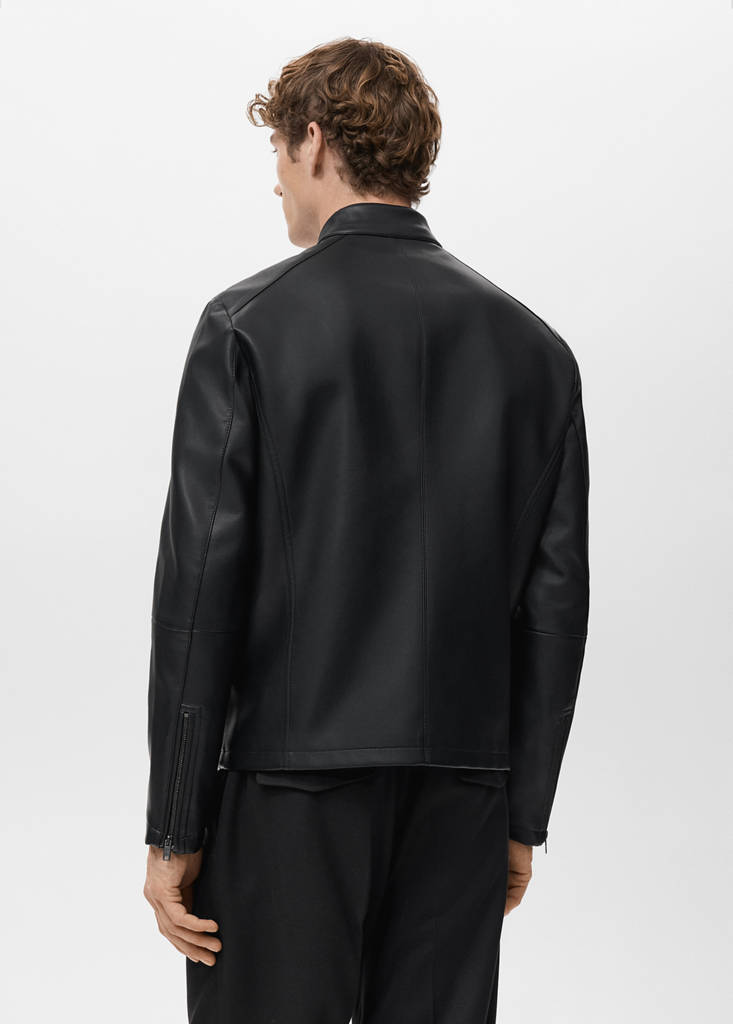 Zip-up faux-leather jacket — Black