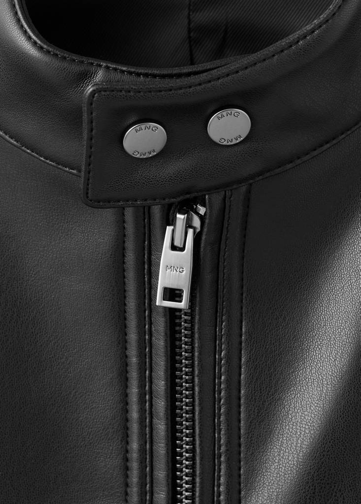 Zip-up faux-leather jacket — Black