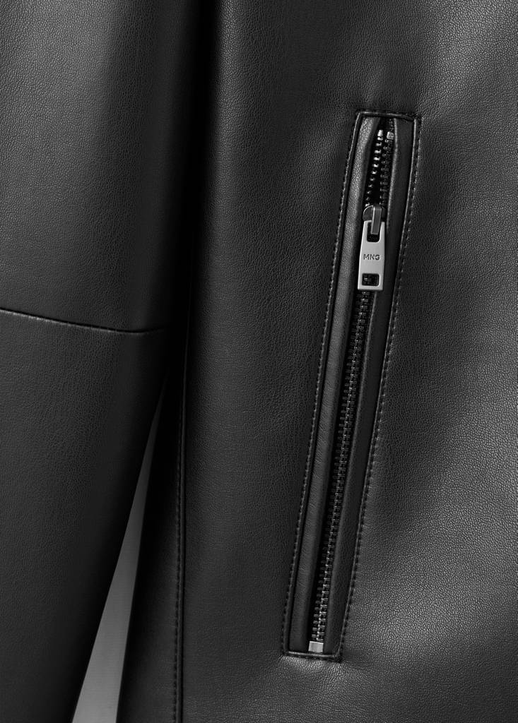 Zip-up faux-leather jacket — Black