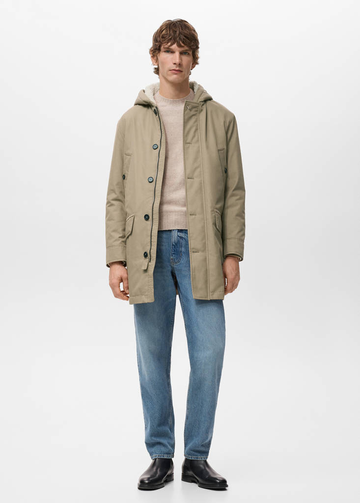 Quilted parka with water-repellent hood — Medium Brown