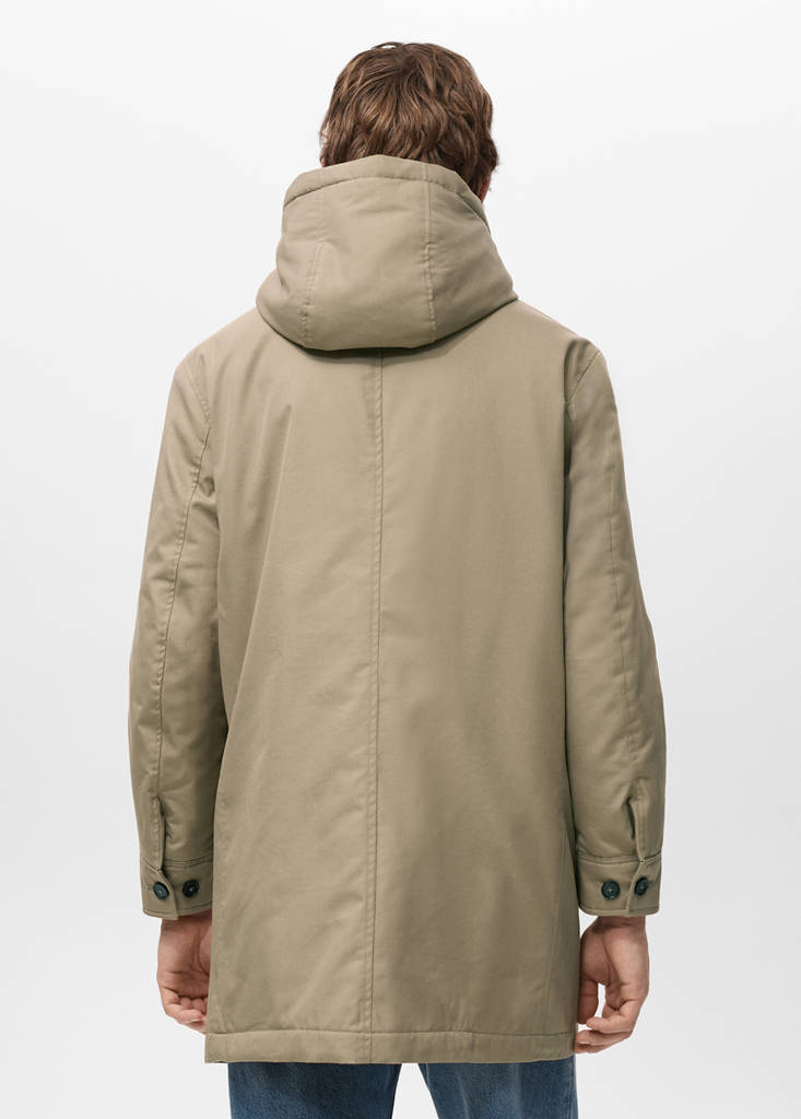 Quilted parka with water-repellent hood — Medium Brown