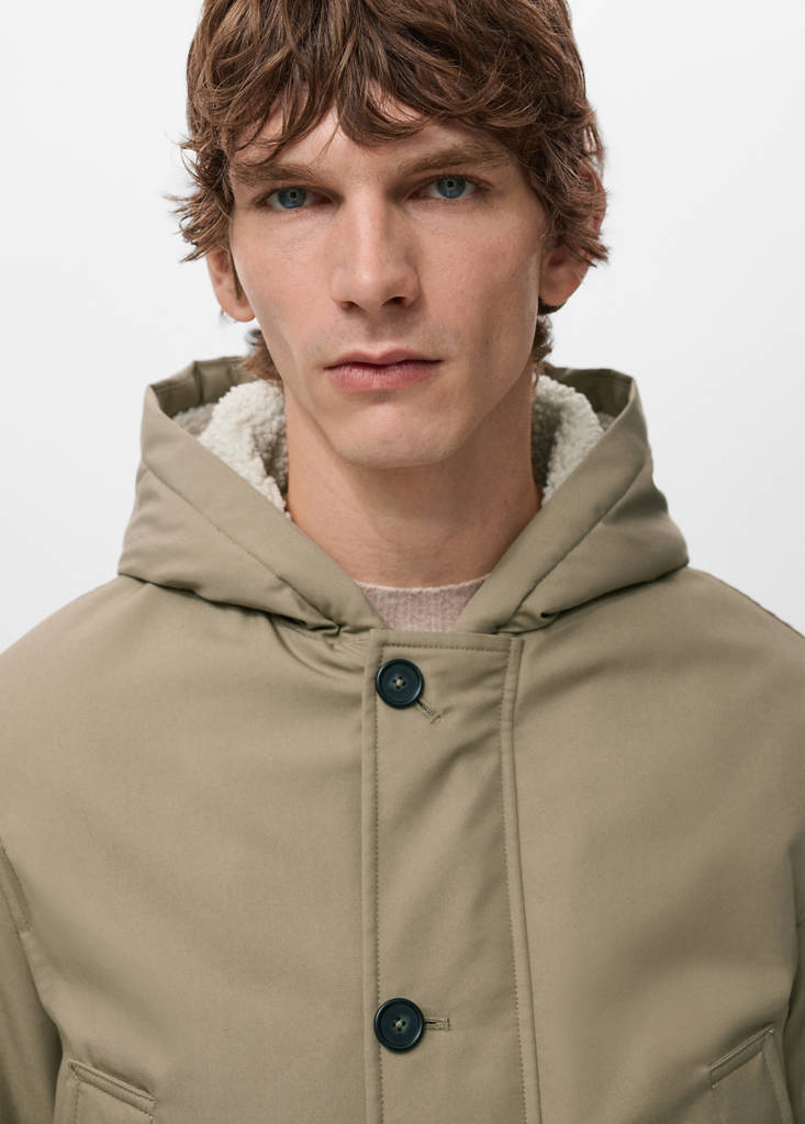 Quilted parka with water-repellent hood — Medium Brown