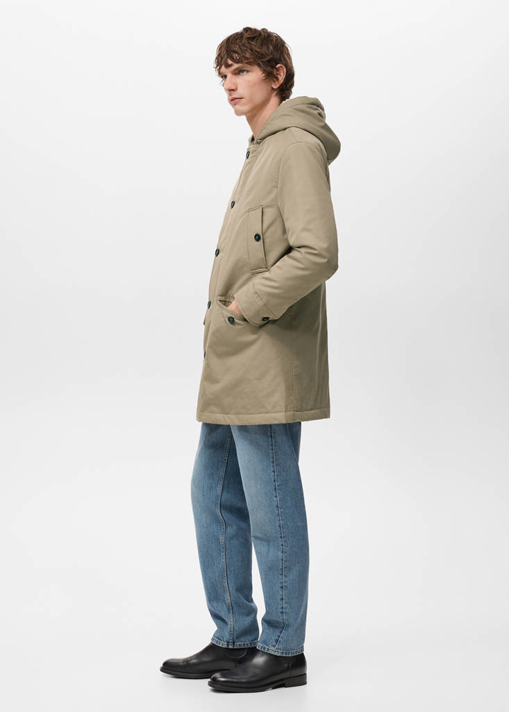 Quilted parka with water-repellent hood — Medium Brown