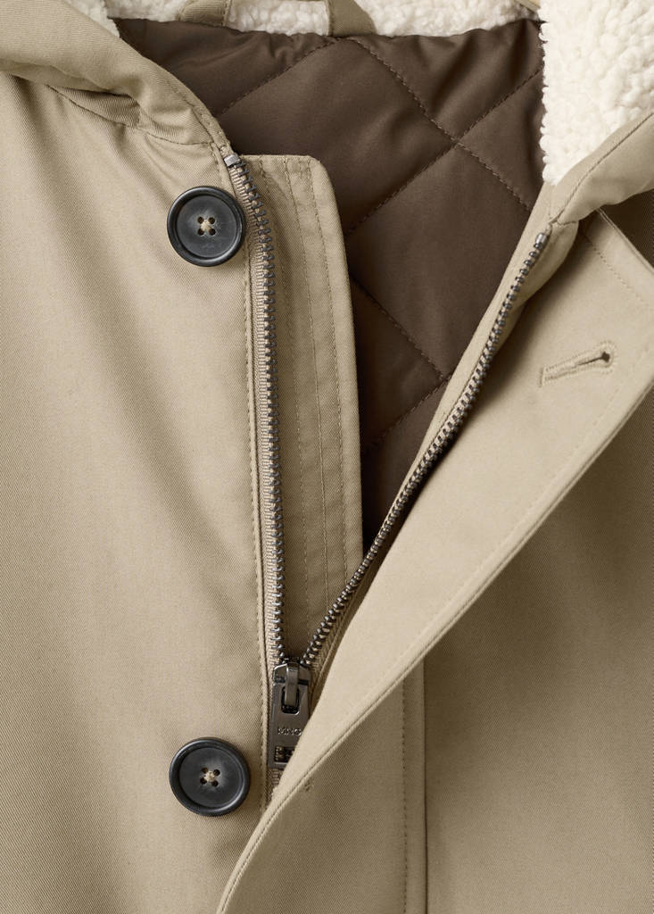 Quilted parka with water-repellent hood — Medium Brown