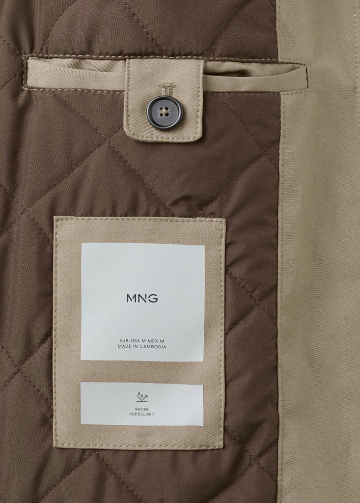 Quilted parka with water-repellent hood — Medium Brown