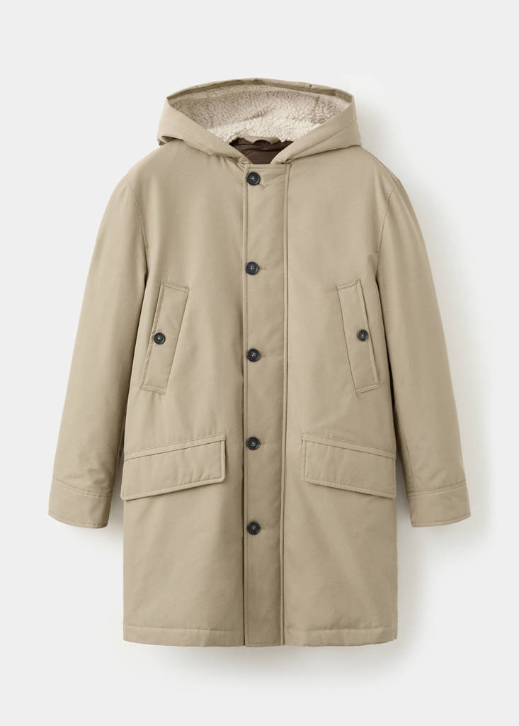 Quilted parka with water-repellent hood — Medium Brown