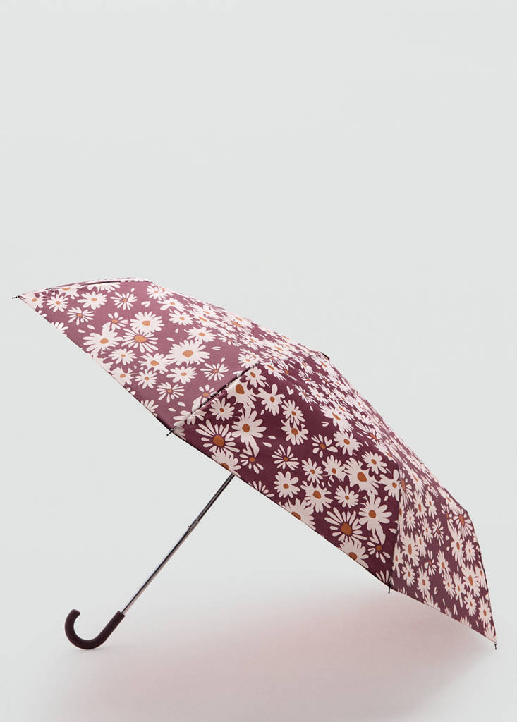 Flower print umbrella — Burgundy