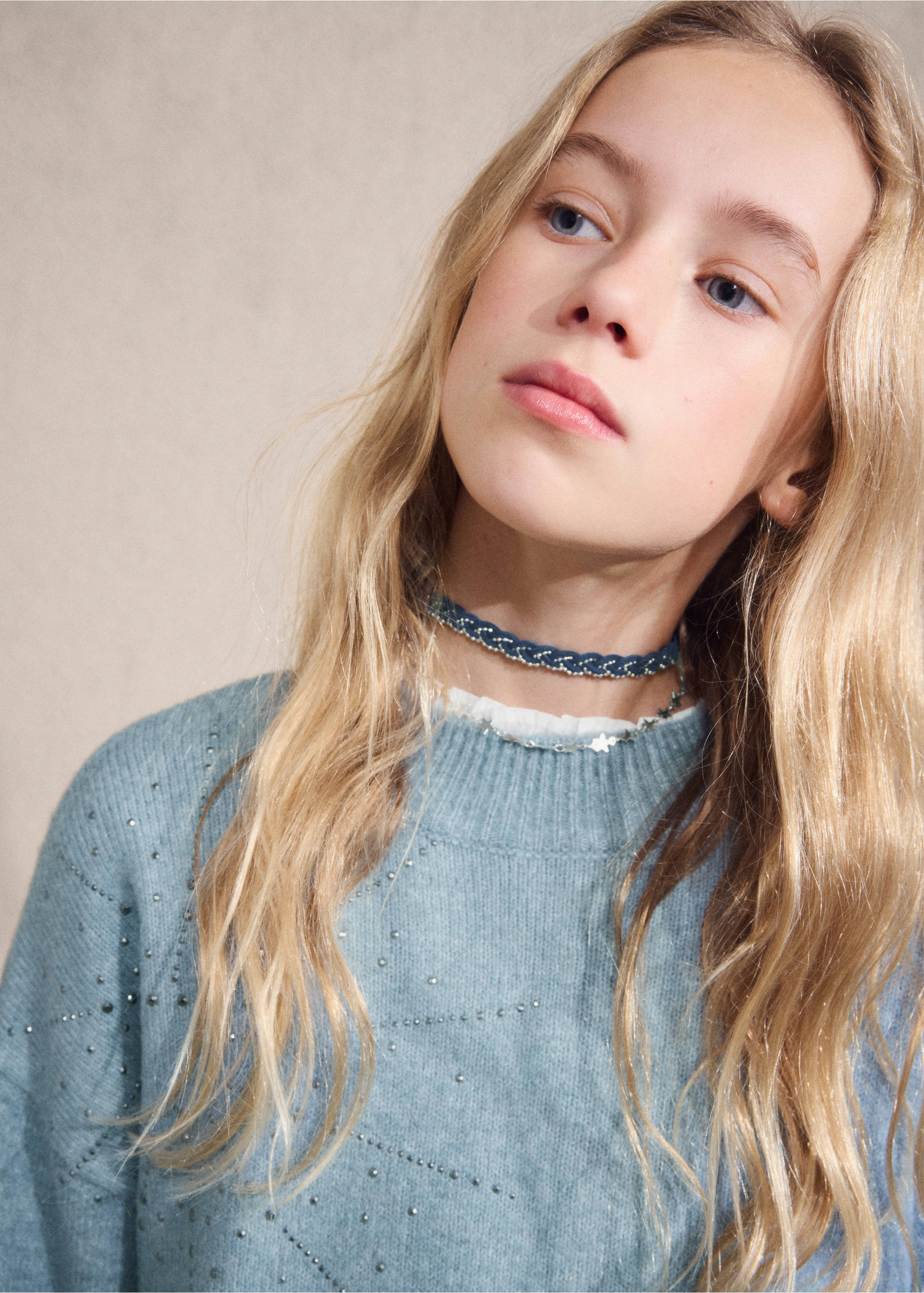 Jersey detalles strass - Detalle del artículo 6, Verde agua. Ref: 27061179-00.