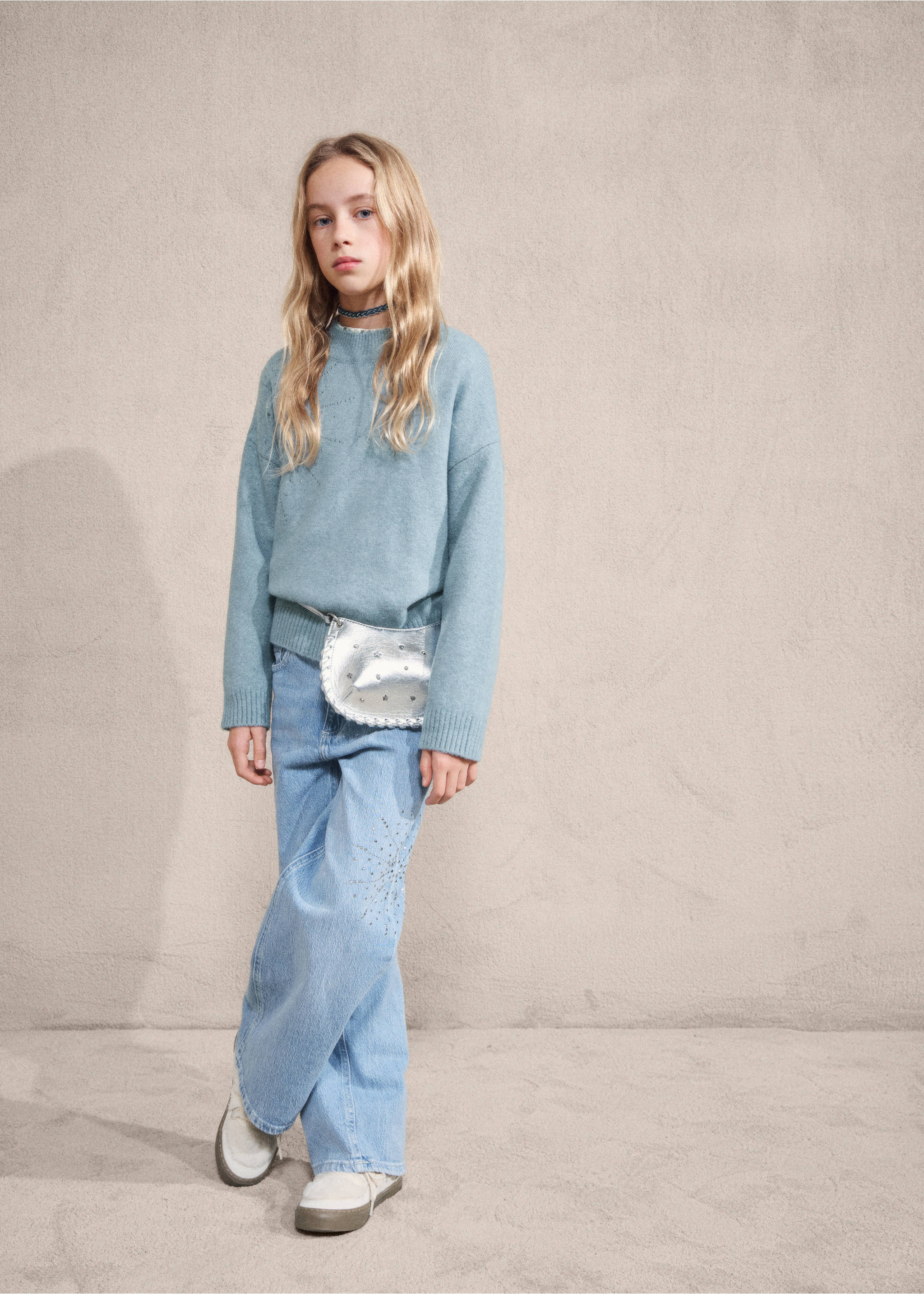 Jersey detalles strass - Detalle del artículo 5, Verde agua. Ref: 27061179-00.