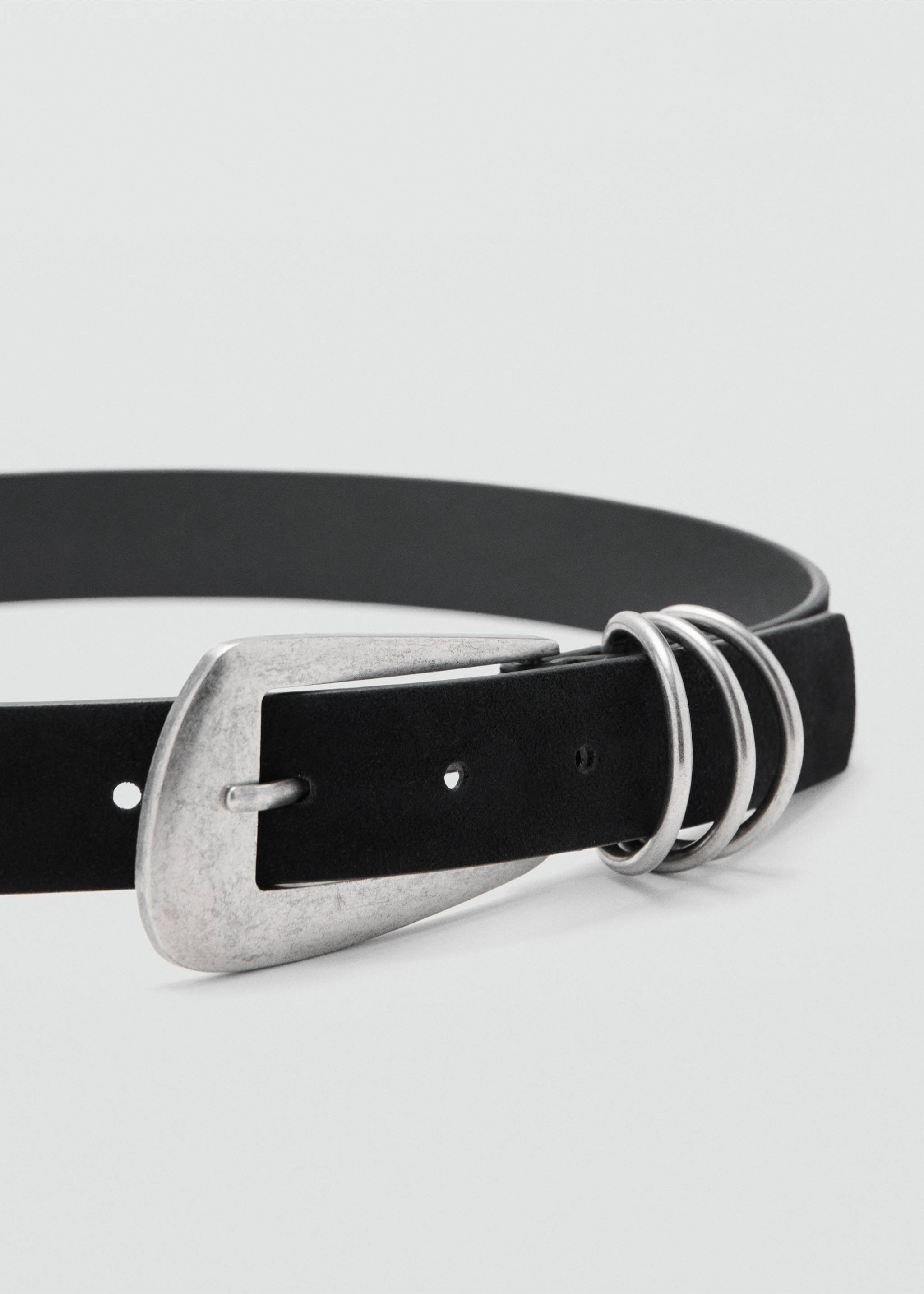 Buckle leather belt - Medium plane, Black. Ref: 27061181-00.