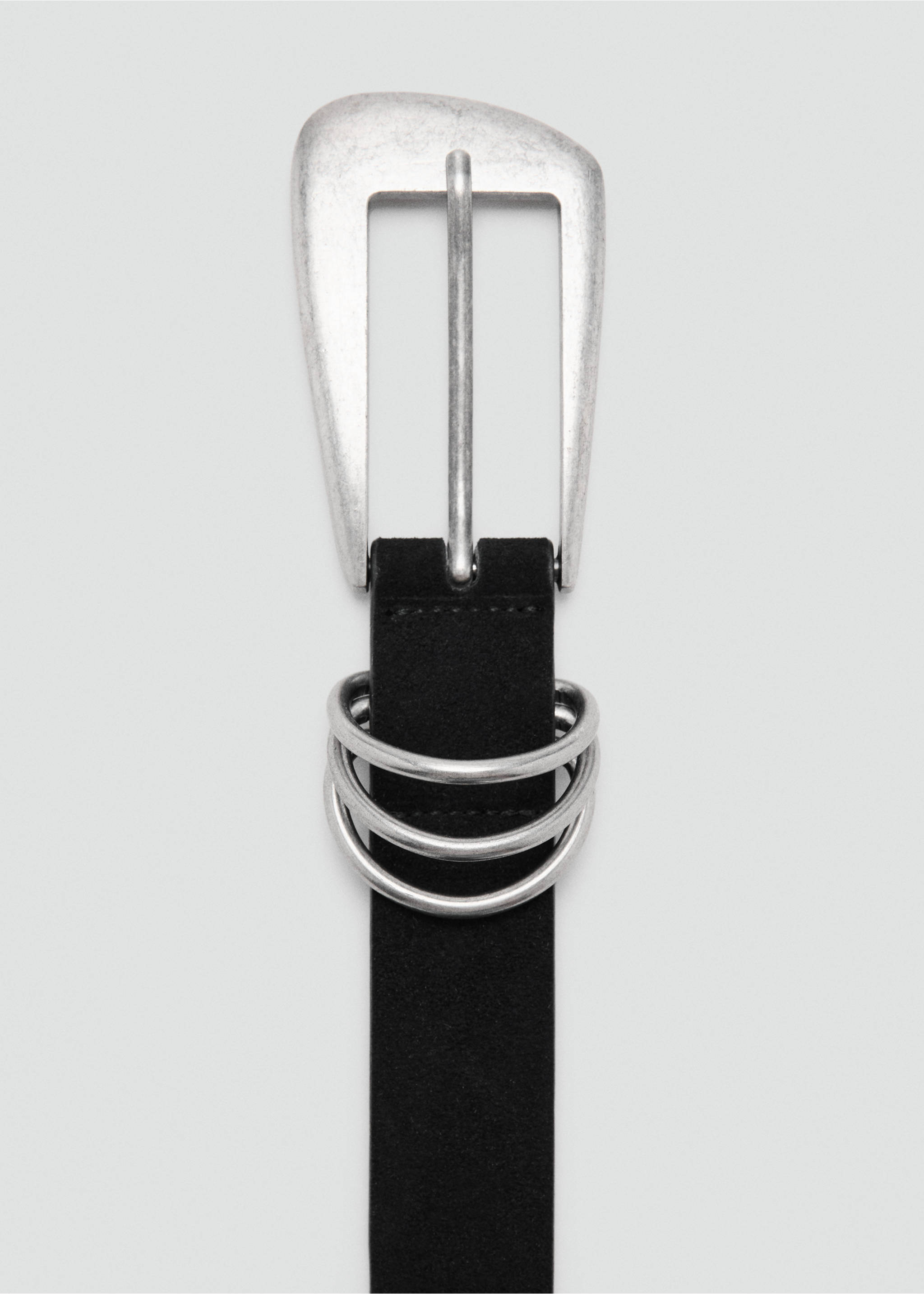 Buckle leather belt - Details of the article 1, Black. Ref: 27061181-00.