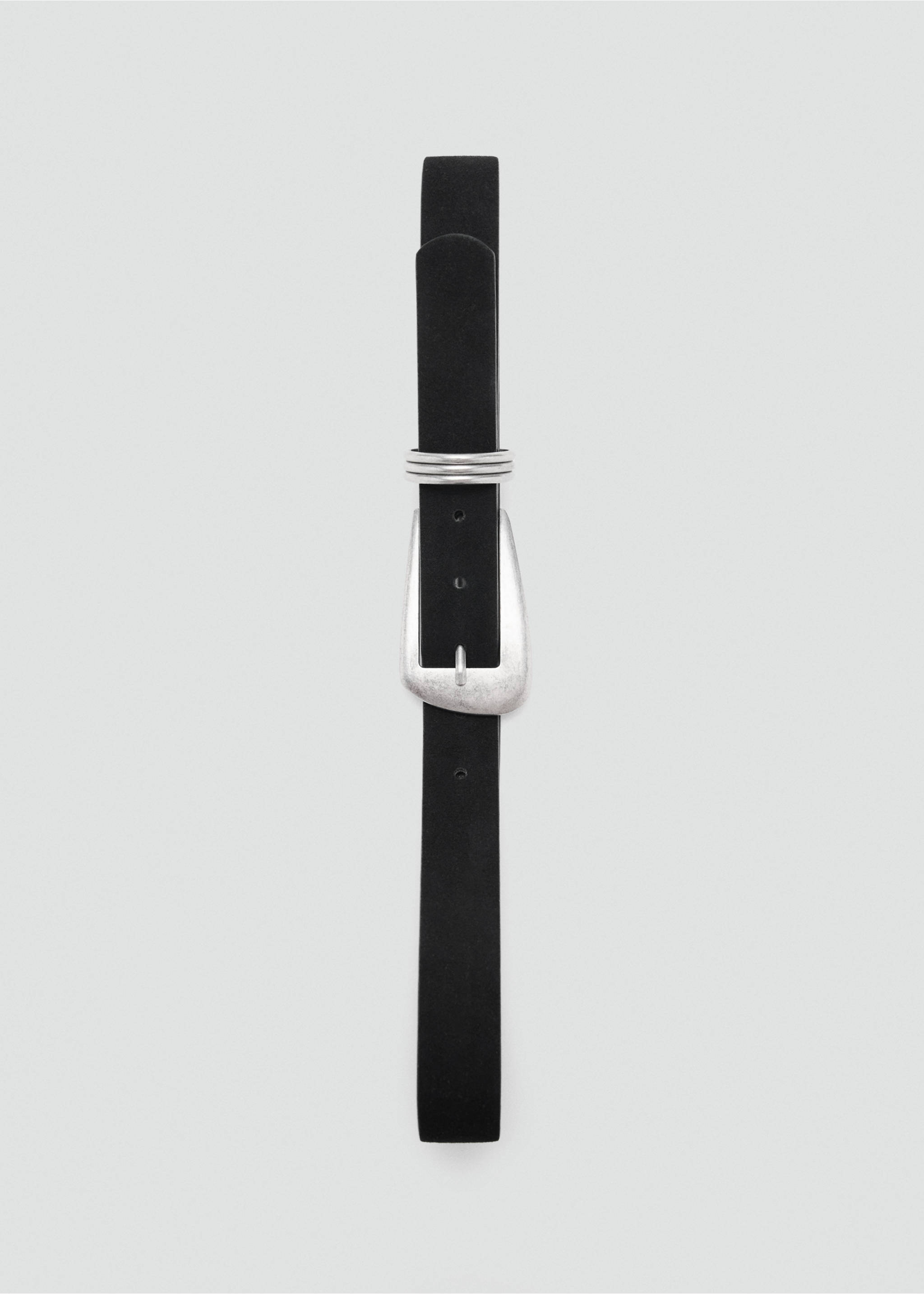 Buckle leather belt - Details of the article 2, Black. Ref: 27061181-00.