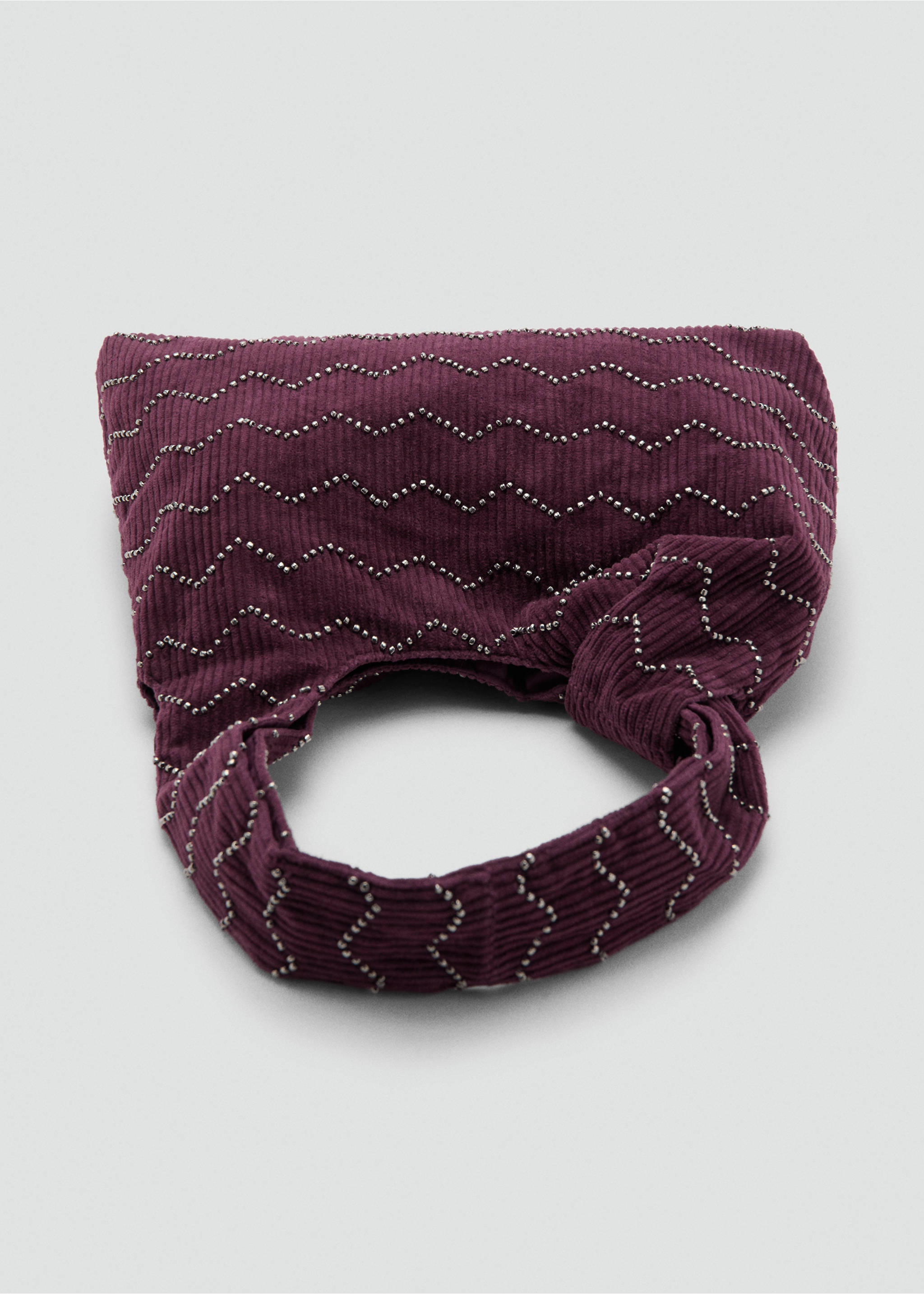 비즈 장식 코듀로이 핸드백 - 상품 내역: 3, 버건디. Ref: 27061182-00.