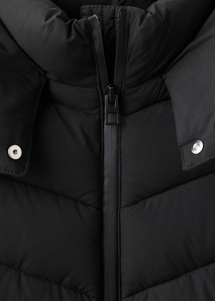 Midi quilted anorak with hood — Black