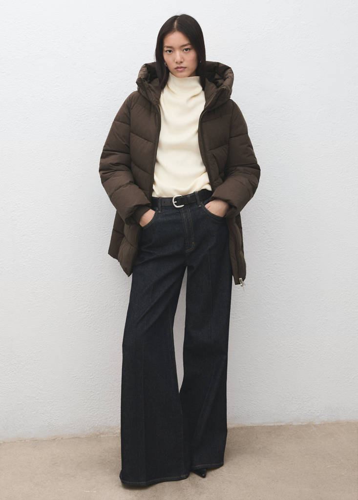 Hood puffer coat — Brown