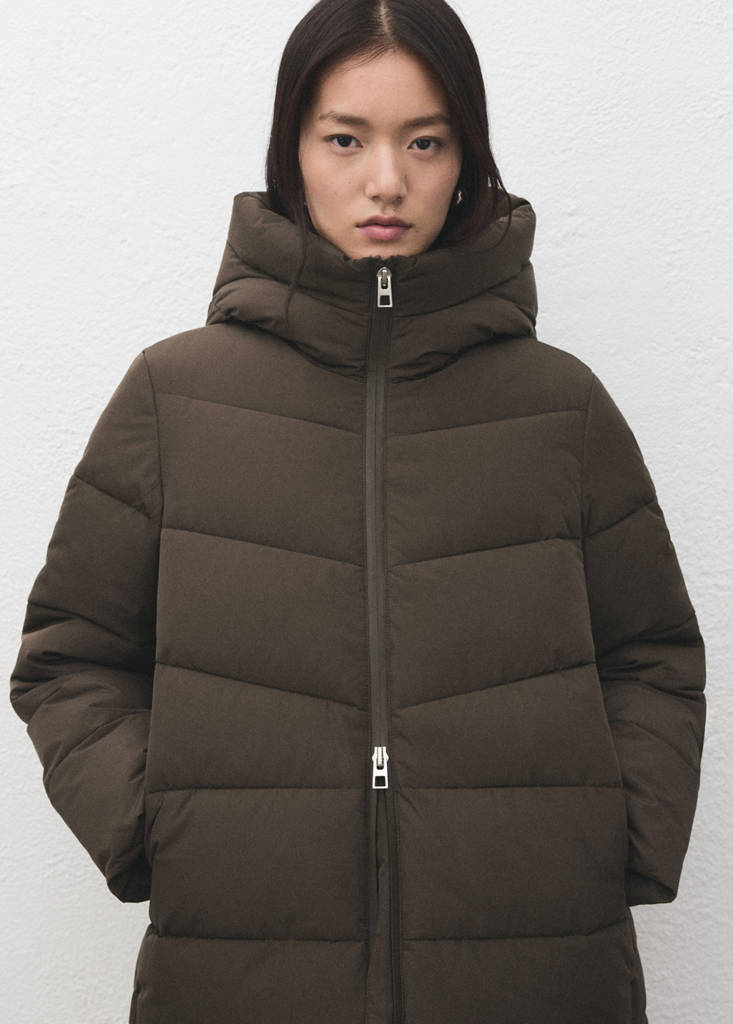Hood puffer coat — Brown