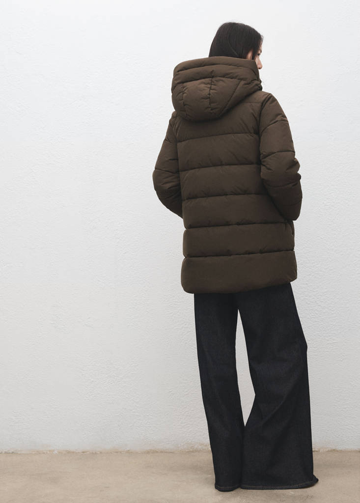 Hood puffer coat — Brown