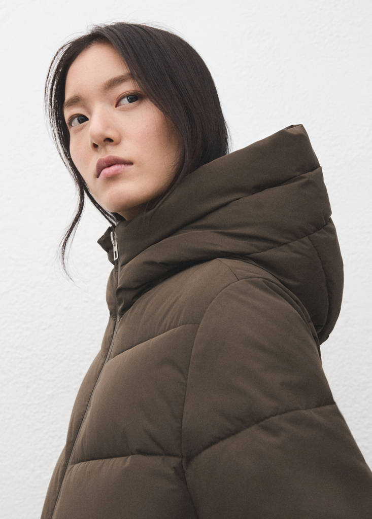 Hood puffer coat — Brown