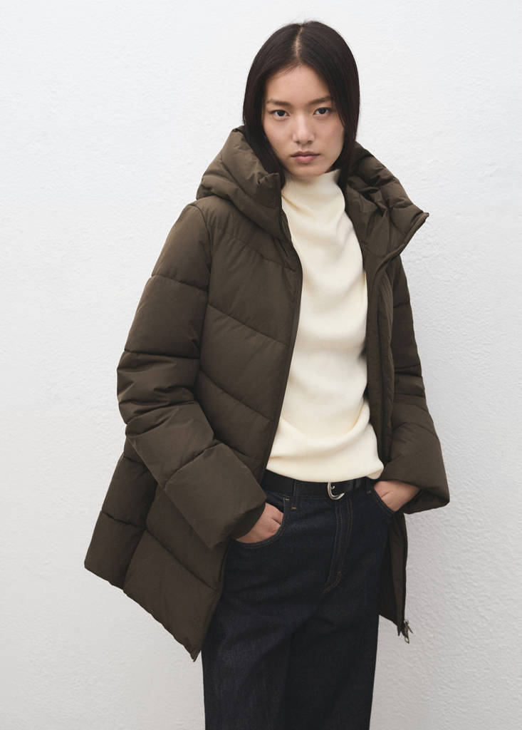 Hood puffer coat — Brown