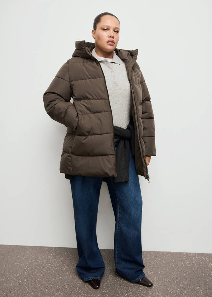 Hood puffer coat — Brown