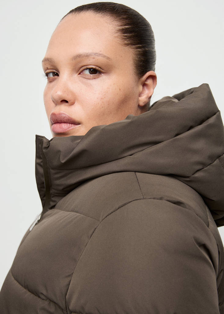 Hood puffer coat — Brown