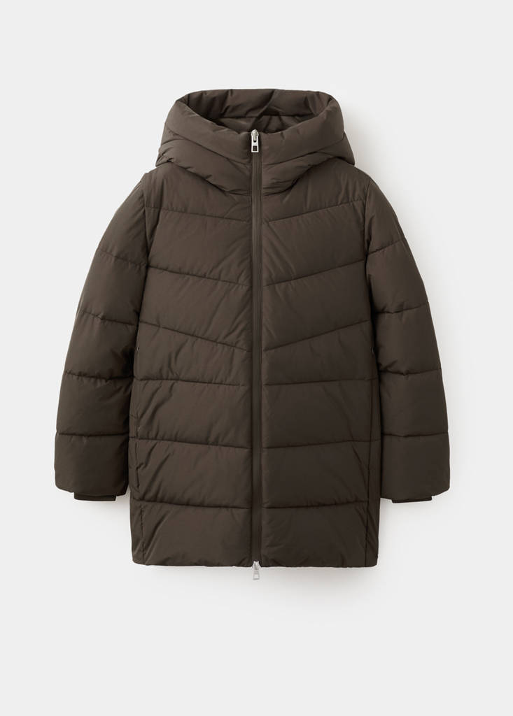 Hood puffer coat — Brown