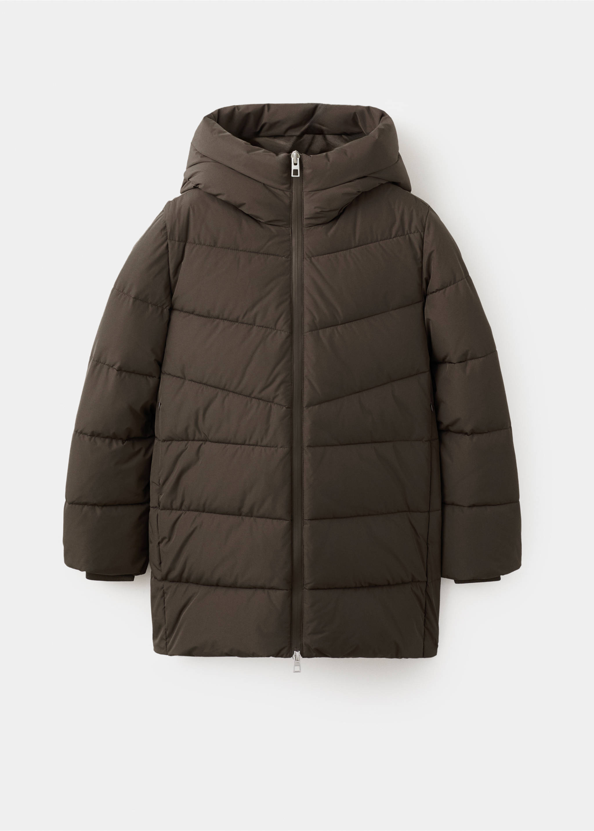 Hood puffer coat - Article without model, Brown. Ref: 27061185-00.