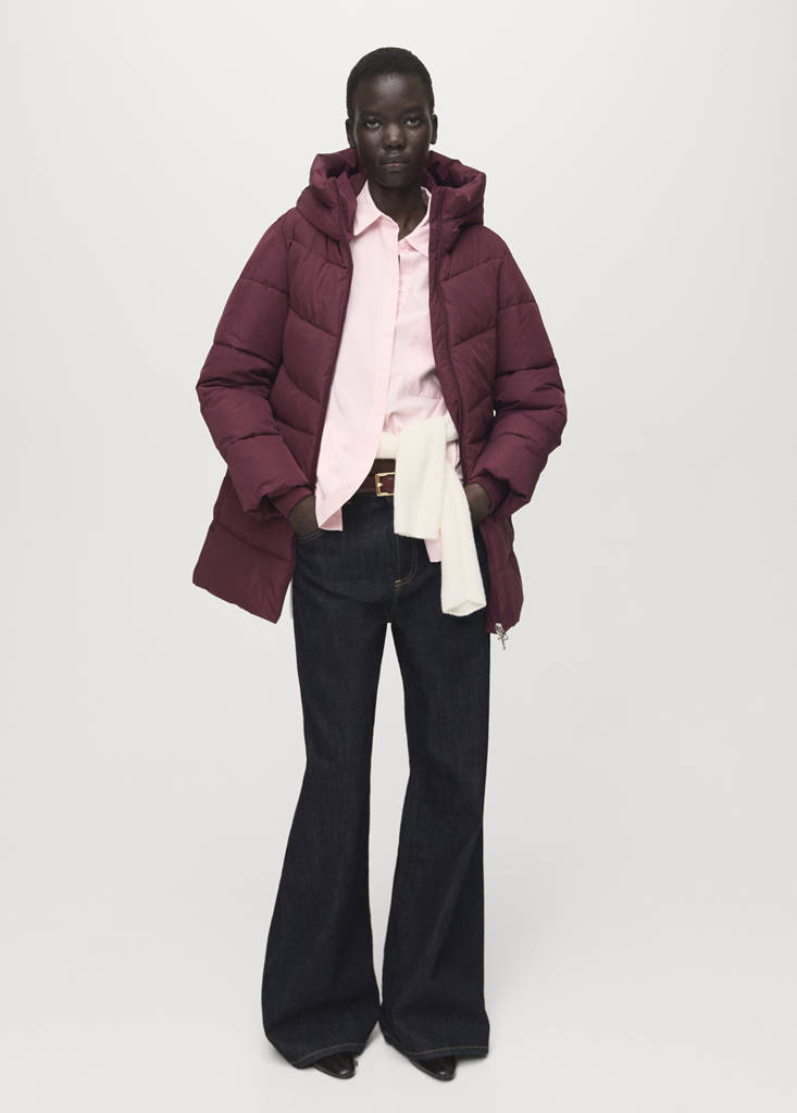Hood puffer coat — Maroon