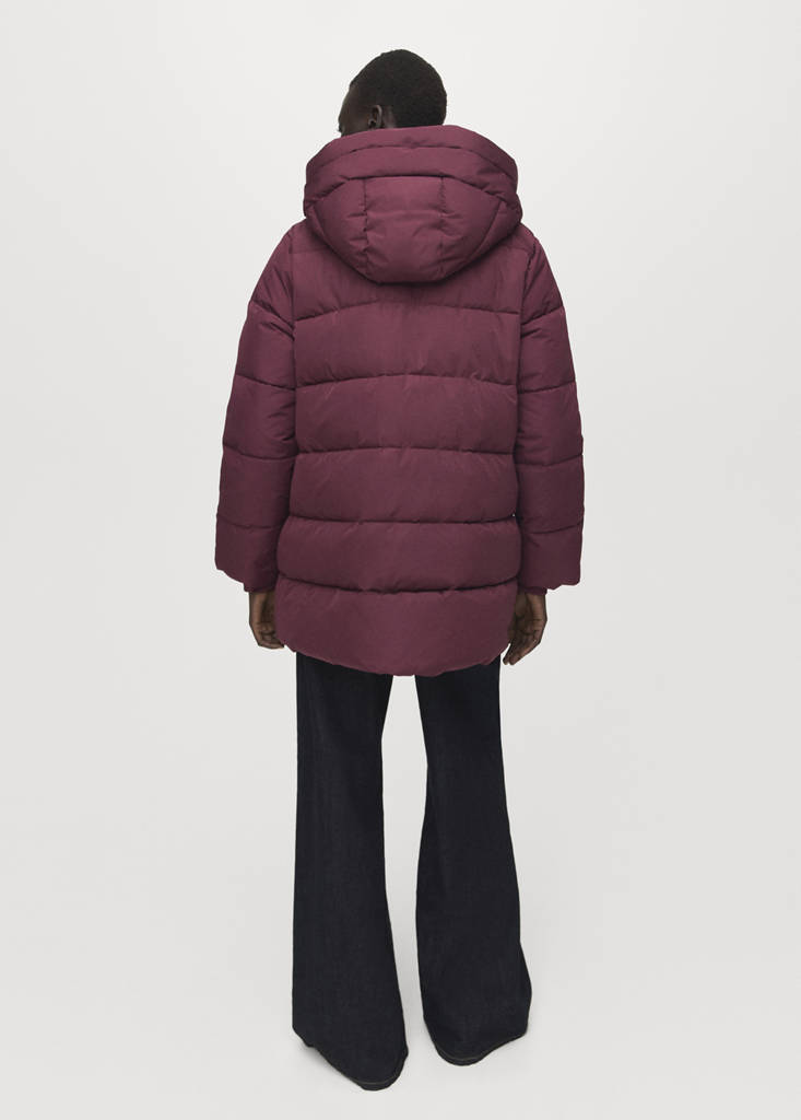 Hood puffer coat — Maroon