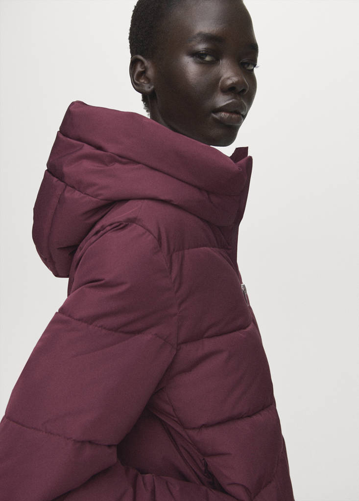 Hood puffer coat — Maroon