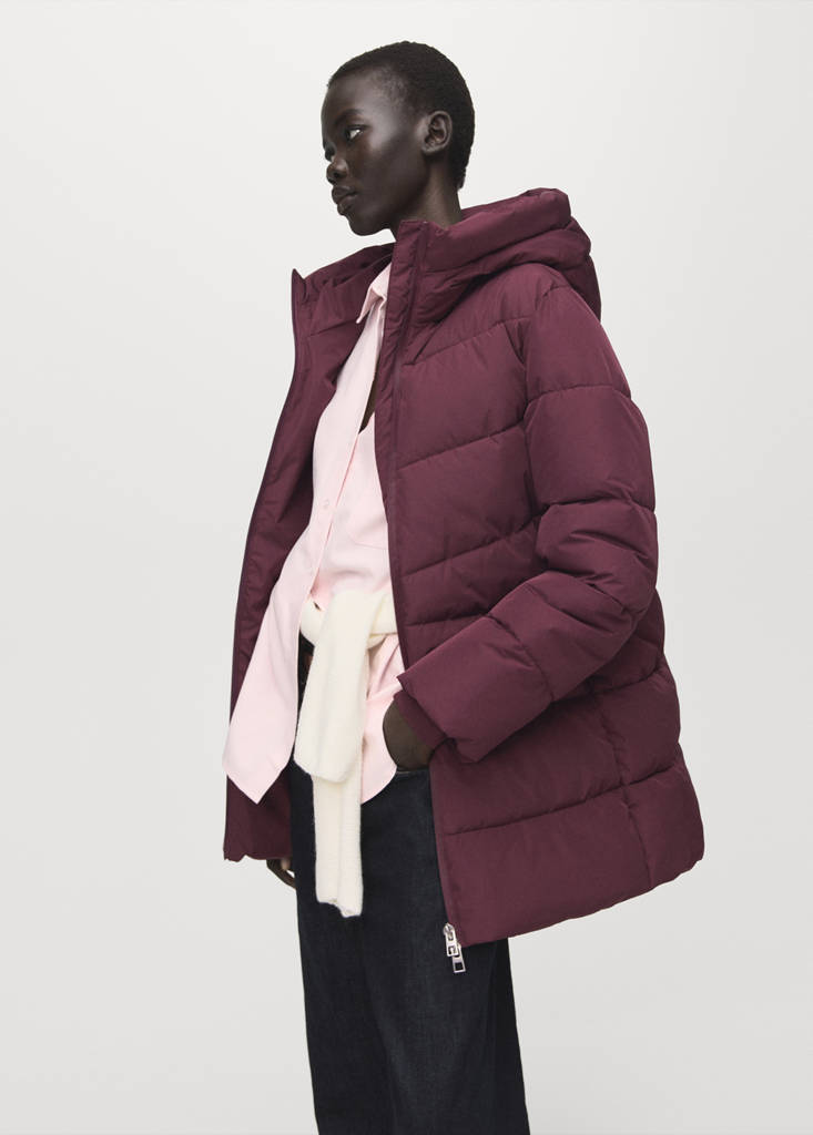 Hood puffer coat — Maroon