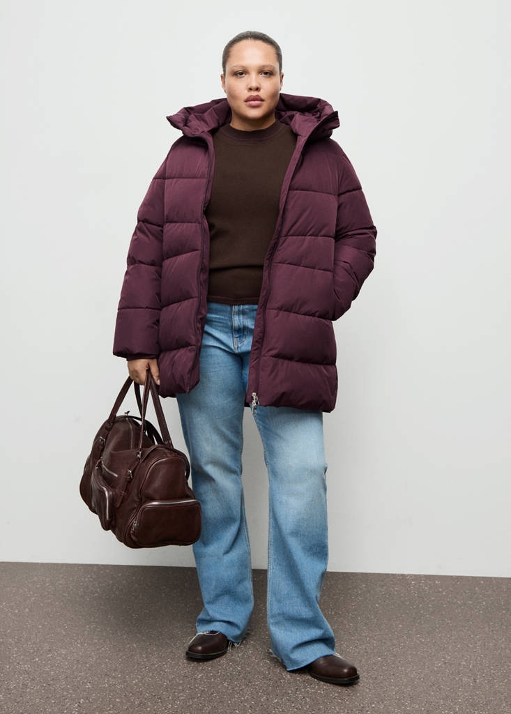 Hood puffer coat — Maroon