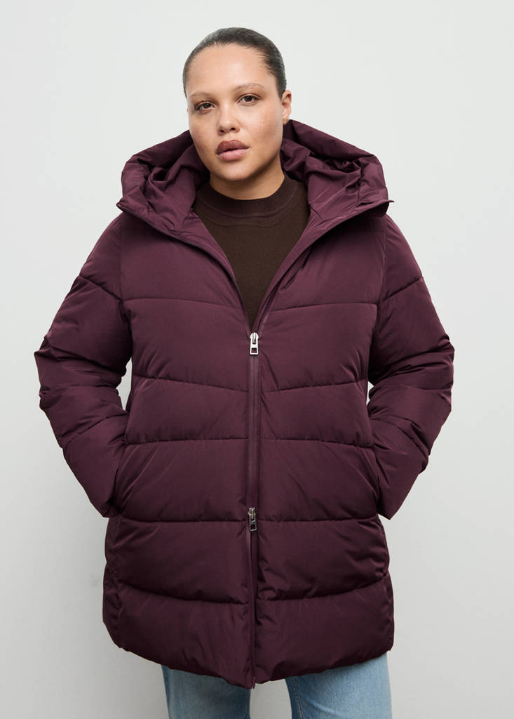 Hood puffer coat — Maroon