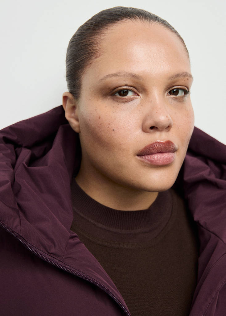 Hood puffer coat — Maroon