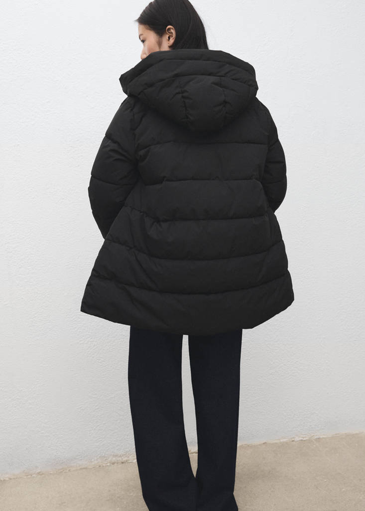 Hood puffer coat — Black