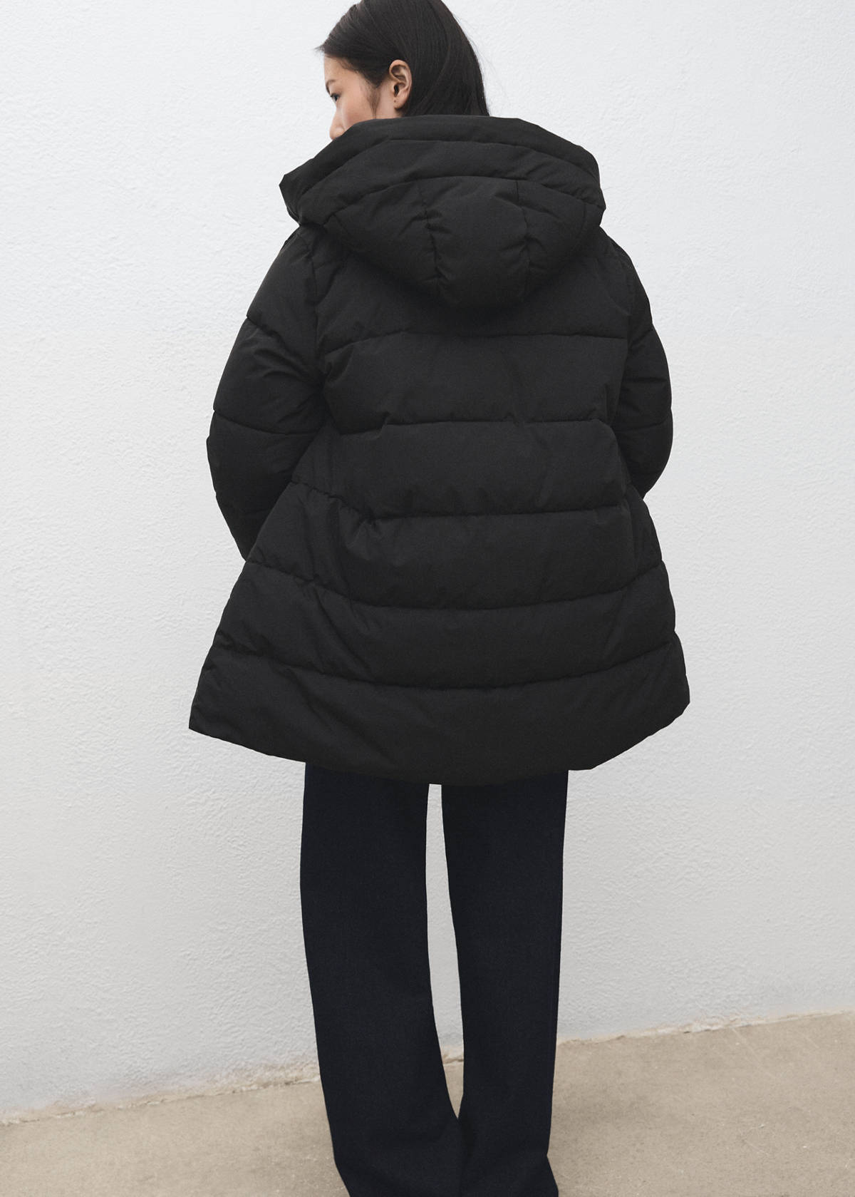 Hood puffer coat — Black
