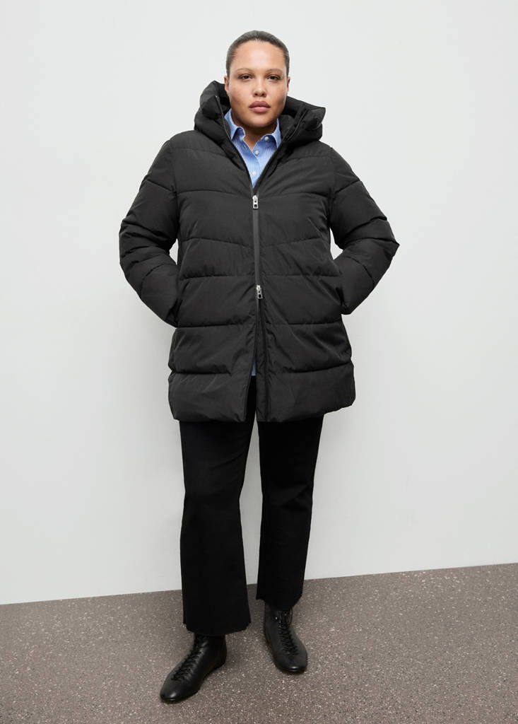 Hood puffer coat — Black