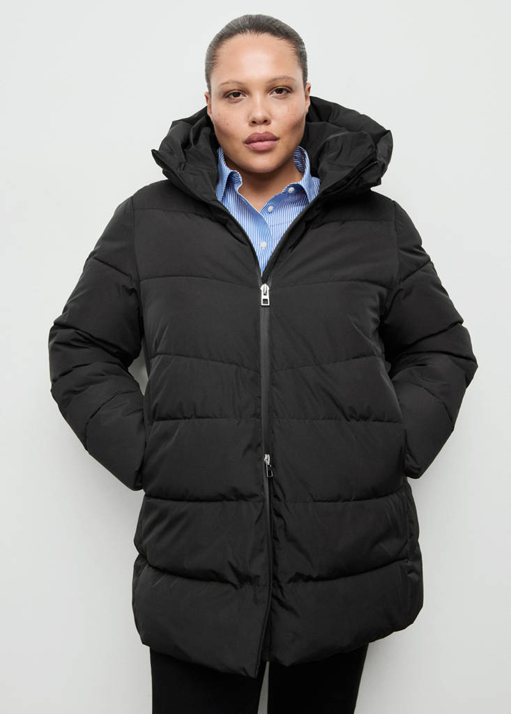 Hood puffer coat — Black