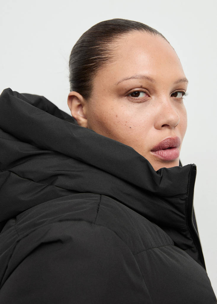 Hood puffer coat — Black