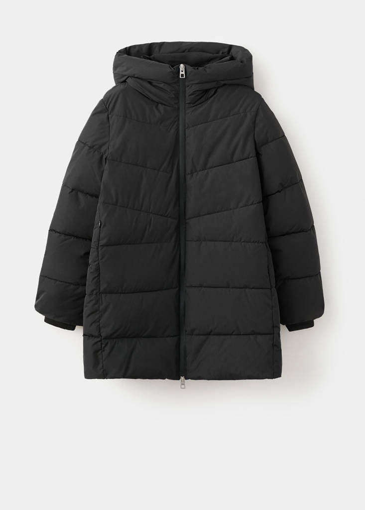 Hood puffer coat — Black