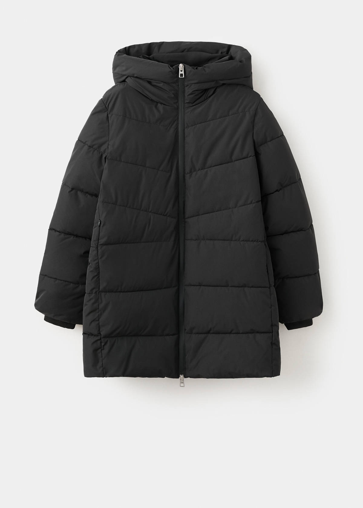 Hood puffer coat — Black